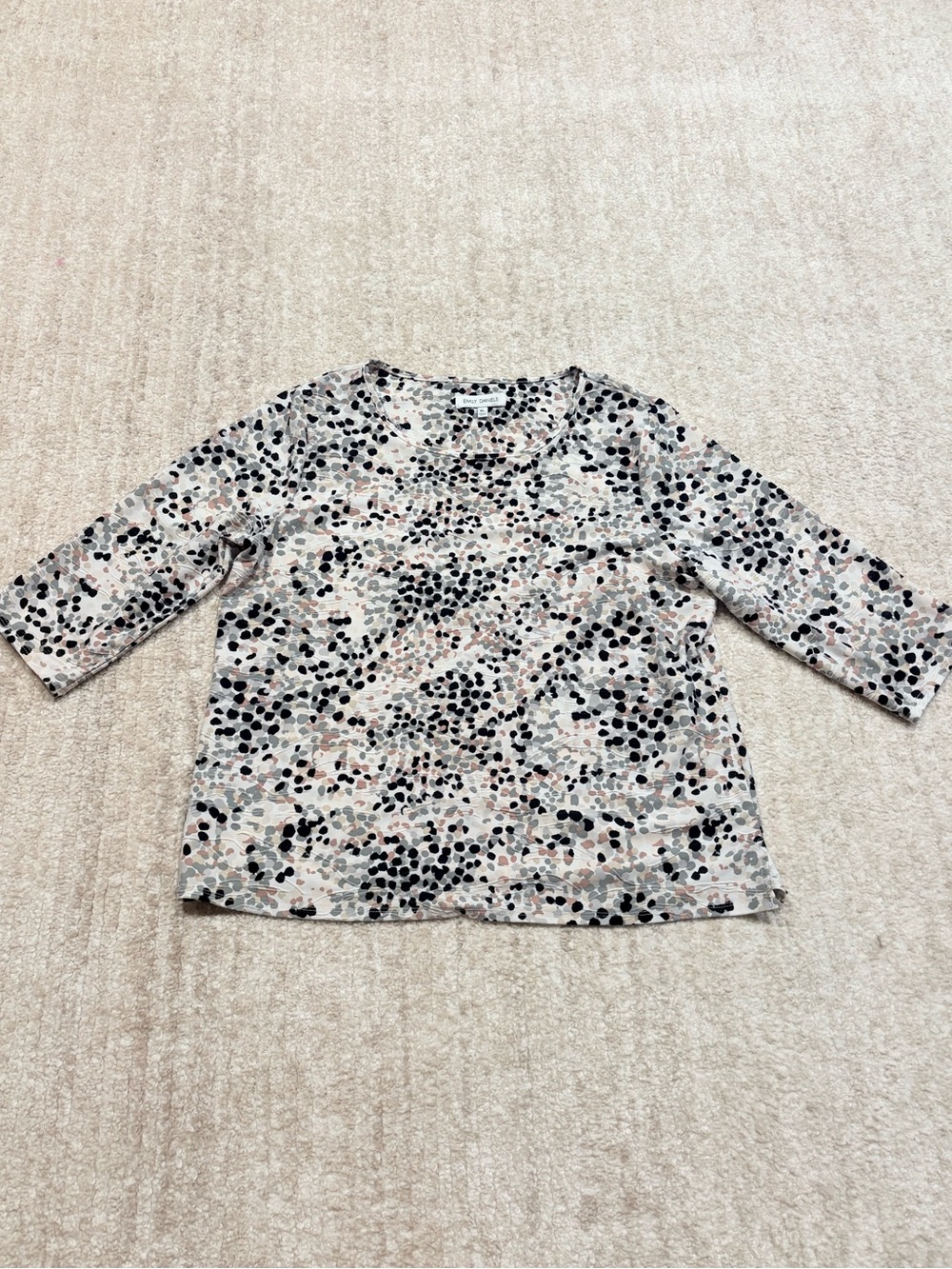 Emily Daniels 3/4 sleeve polyester stretch Polka Dot Top